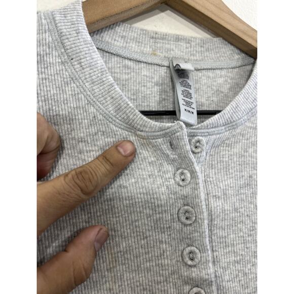 Skims Cotton Rib Long Sleeve Y2K Bella Henley Top XS Coquette Minimalist Lounge - Picture 5 of 15